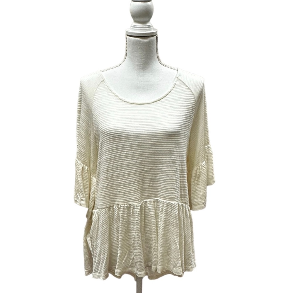Anthropologie Sunday In Brooklyn White Bell Sleeve Small Sheer High Low  Top